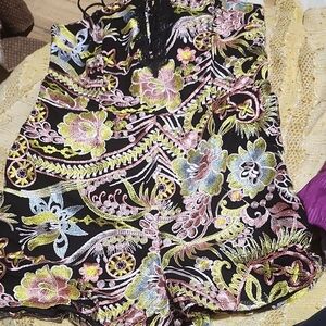 Guess Black Romper with Colorful Embroidery